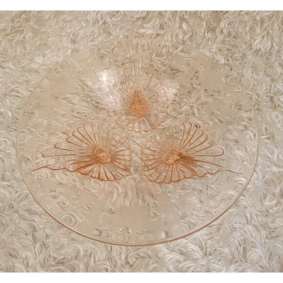 Antique 1930's Depression Glass Footed Bowl, Pink - Picture 13 of 14